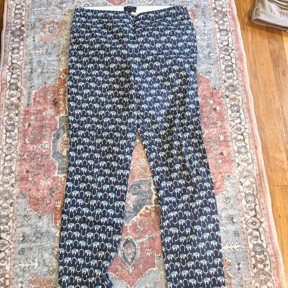 Navy Printed Slim Pants